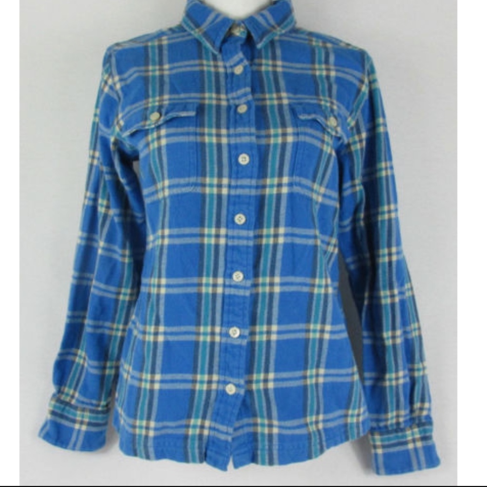 Patagonia Button Down Plaid Blue Organic Cotton